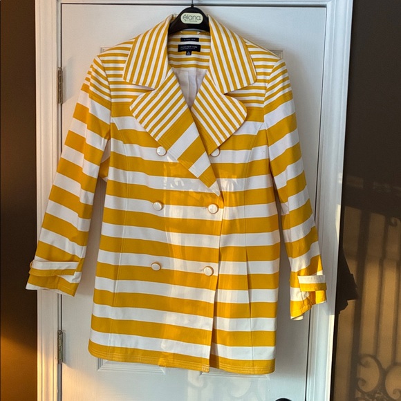 Talbots Jackets & Blazers - Jones New York Yellow and White Striped Trench Coat 3X